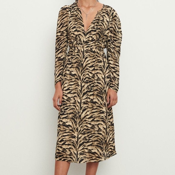 NWT BA&SH Imany Dress in Beige Animal Print - Picture 2 of 9